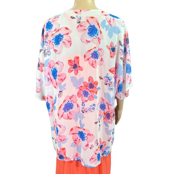 Womens Boutique Kimono Wrap Shrug Shawl Sheer Floral Print Lightweight Small - Picture 4 of 10